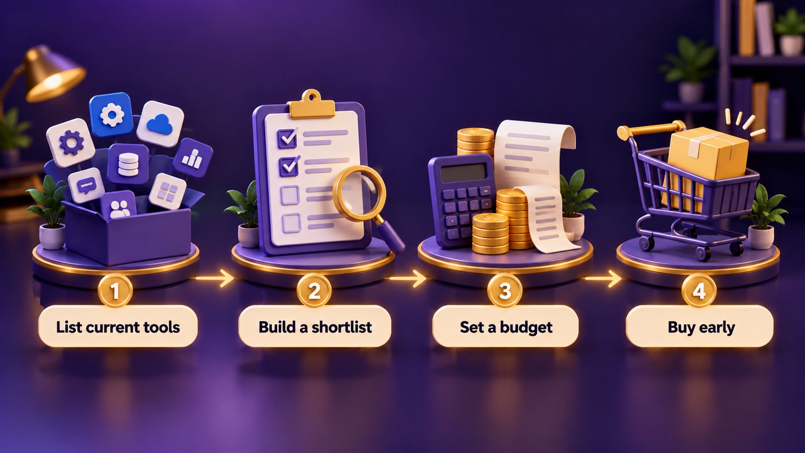 Four steps to prepare for an AppSumo sale: list current tools, build a shortlist, set a budget, buy early